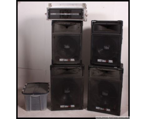 A pair of Zebra DJZ1550 speakers x 2, a pair of Zebra 1250 x 2 along with a Audio VS1500 amplifier complete in flight case, w