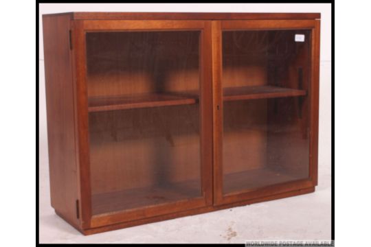 A Retro 1960 S Teak Wood Hanging Wall Cabinet With Glass Sliding Doors The Back Stamped For Niss