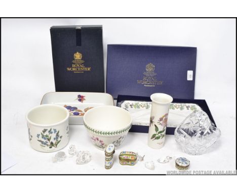 A collection of ceramics to include Worcester Evesham, Limoges, Swarovski crystal, Portmeirion Botanics, please see images