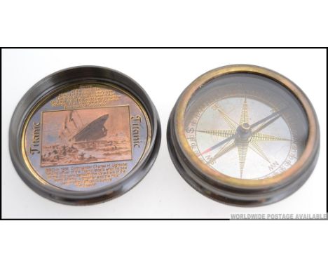 A brass cased contemporary ' Titanic ' compass