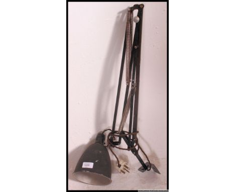 A vintage industrial  table mounted anglepoise / Herbert Terry style works machinists / engineers lamp