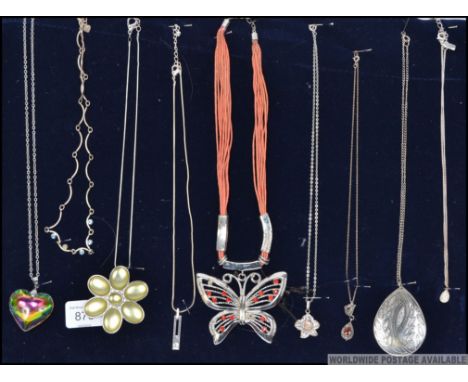 9 silver and white metal costume / dress jewellery necklaces