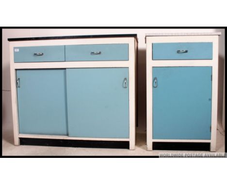 A pair of retro vintage 20th century kitchen units. H95 x W107 x W54cm 