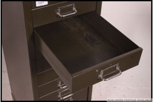 A Vintage Industrial Mid Century 10 Drawer Filing Cabinet In The