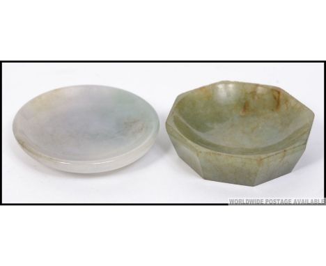 A 20th century Chinese small jade finger bowl together with another similar ( see illustrations ). w5cm 