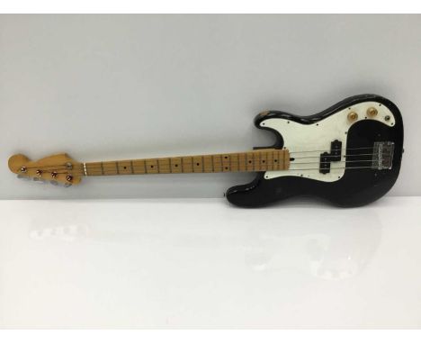 Vintage electric bass guitar, stamped Made in Japan, in hard case, some wear to guitar, scratches, marks, case with slight st