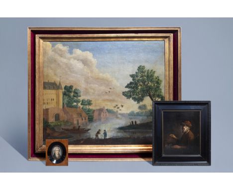 Full title: European school: Three various paintings, various techniques, 18th C. and laterDescription: Work: 85,4 x 76,7 cmÊ