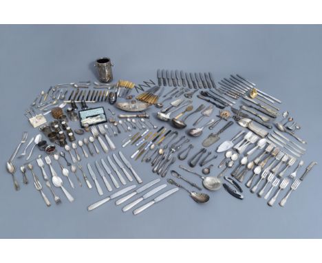 Full title: A varied and extensive collection of mainly silver plated and silver table objects, various origins, 19th/20th C.