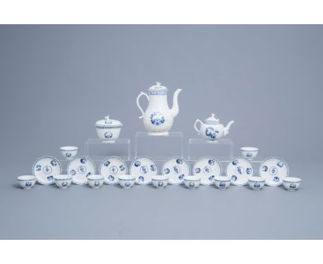 Full title: An English 22-piece blue and white Lowestoft creamware 'Hughes' coffee and tea service, second half of the 18th C