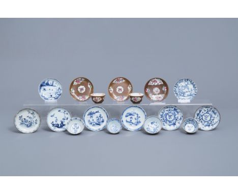 Full title: Six Chinese famille rose and blue and white Batavian ware cups and eleven saucers, Kangxi/QianlongDescription: Di