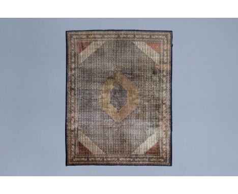 Full title: An Oriental Tabriz rug with floral design, wool and silk on cotton, Iran, first half of the 20th C.Description: 4