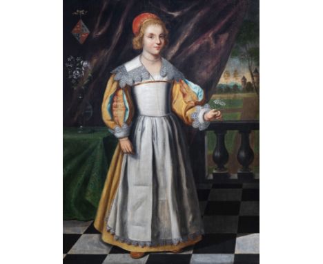 Full title: Dutch school: Portrait of a young adult with flowers, oil on panel, 17th C.Description: Work: 67 x 51,5 cmÊ Frame