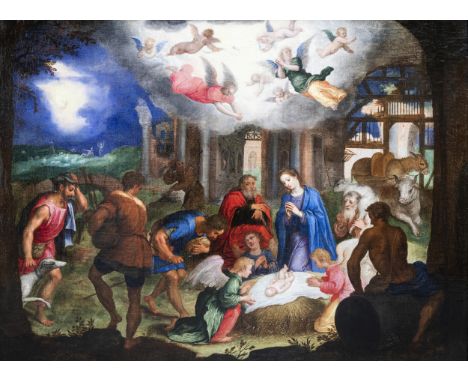 Full title: Venetian school: The adoration of the shepherds, oil on canvas, late 16th C.Description: Work: 71,9 x 55,2 cmÊ Fr