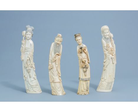 Full title: Four various Chinese carved ivory figures, first half of the 20th C.Description: H 35,8 - 30,8 cmÊ  Ê  Lot subjec