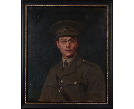 Frederick William Elwell - Half Length Portrait of an Officer of the Royal Artillery, oil on canvas, signed and dated 1917, 7