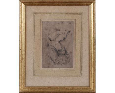 Cyprian Kamil Norwid – Mniszka anioł (Angel or Nun with Wings), pen with ink, signed and dated 1860, 14.5cm x 9cm, within a g