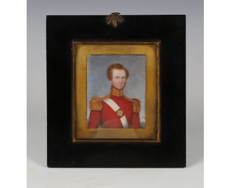 J. Ayling of Chatham - Miniature 'Portrait of Capt F.A. Jackson, 57 Regt', watercolour on ivory, signed, titled and dated Jul