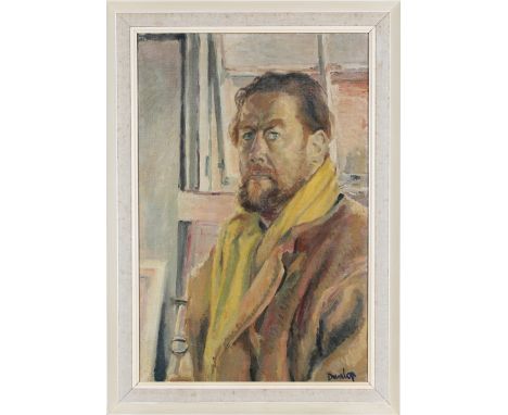 Ronald Ossory Dunlop - Myself with Yellow Scarf (Self Portrait), oil on canvas, signed recto, inscribed, dated 1953 and exhib