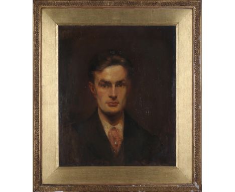 Attributed to Neville Stephen Lytton - Head and Shoulders Portrait of Edward Marsh, oil on panel, artist's name and sitter to