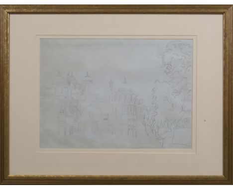Attributed to Thomas Daniell - 'No. 106 Huttespour' (Hutteapour Gate at Allahabad), 18th century pencil on laid paper, inscri