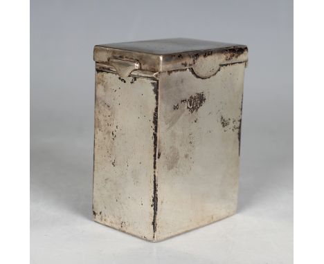 A late Victorian silver two-deck playing card box of rectangular form with hinged lid, London 1899 by W. &amp; G. Neal, weigh