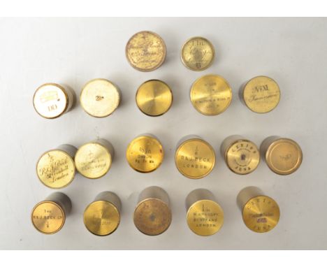Lacquered brass Microscope Objectives,  in cans, maker's names including Ross, Zeiss, Leitz, Smith & Beck, R & J Beck and W. 