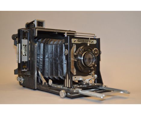 Graflex Speed Graphic Camera, with 13.5cm f/4.5 Carl Zeiss Jena lens, Zeiss Ikon Compur shutter, shutter working sticking on 