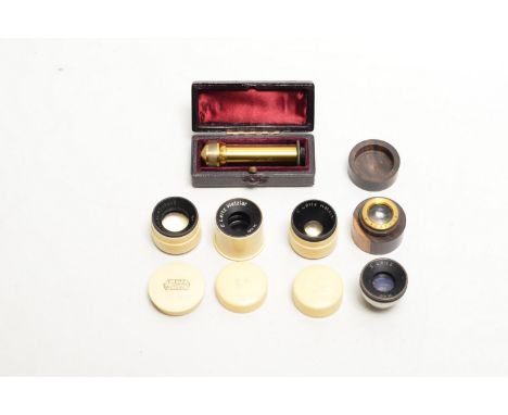 Pocket Magnifiiers, Leitz - 8X, 40X, 16x, 20X, three in cases (4),  R & J Beck, in cases (2), G, and other items (a lot) 