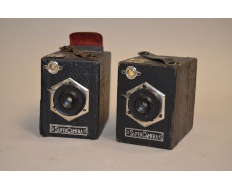 Two Japanese Super Cameras Mini Box Cameras, shutter working, film loaded in one camera, body G 