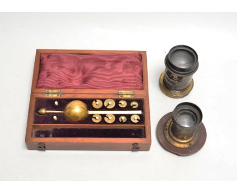 Various Instruments,  Sikes Hydrometer, lacking thermometer, in fitted case, quadrant balance, brass whole plate and half-pla