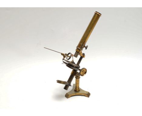 A mid-19th Century Marratt lacquered brass Compound Monocular Microscope,  with eyepiece, signed 'Marratt, 63 King William St