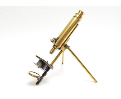 A 19th Century lacquered and anodised brass William Moginie-type Compound Monocular Microscope,  probably by Charles Baker, w