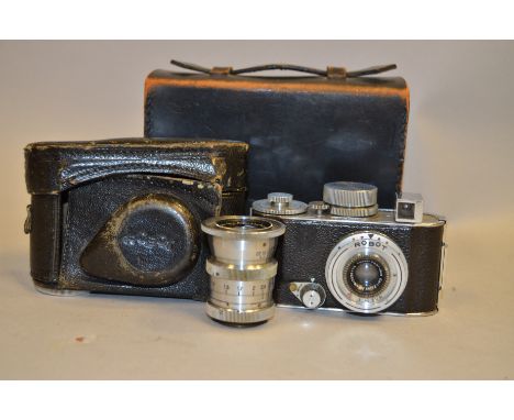 A Robot I Spring Motor Camera and Lenses, 1930s, for 24 x 24mm frames on 35mm, serial no 21 569, Carl Zeiss Jena Tessar f/2.8