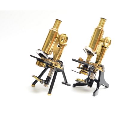 Early 20th Century Swift lacquered and black-enamelled brass Compound Monocular Microscopes,  with attachable Patent mechanic
