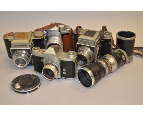 SLR Cameras and Lenses, including; Agiflex I cameras with f/2.8 80mm Agilux lenses (2 examples), P, Shutters stuck, f/5.5 30c