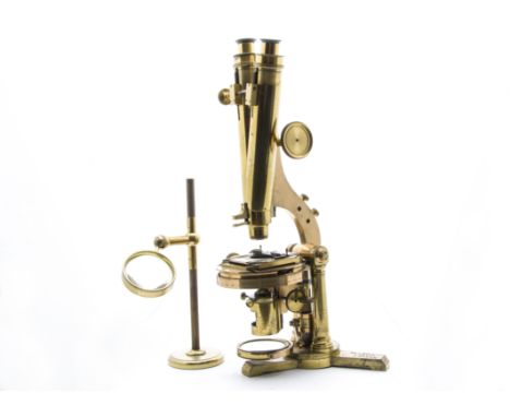 A 19th Century R & J Beck lacquered brass 'Large Best or No. 1' Compound Binocular Microscope,  serial no. 6637, with pair of