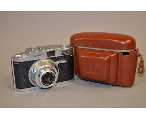 An Adox 300 35mm Camera, with Steinheil-Munchen 45mm f/2.8 Cassar lens, shutter working , body G, elements G, in maker's case