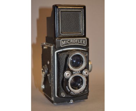 A Microflex TLR Camera, with 77.5mm f/3.5 Micronar lens, shutter working, body F-G, elements G 