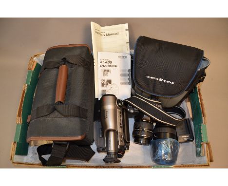 Olympus E-400 DSLR Camera, with Zuiko digital 17.5mm f3.5-5.6, 40-150mm f/3.5-4.5 lenses, charger, in  Olympus E-system case 