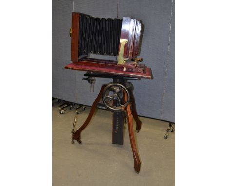 A Kodak 10 x 8in Wood & Brass Studio Plate Camera, Early 20th century Kodak No 3 Studio Camera, mahogany body, plate holder w