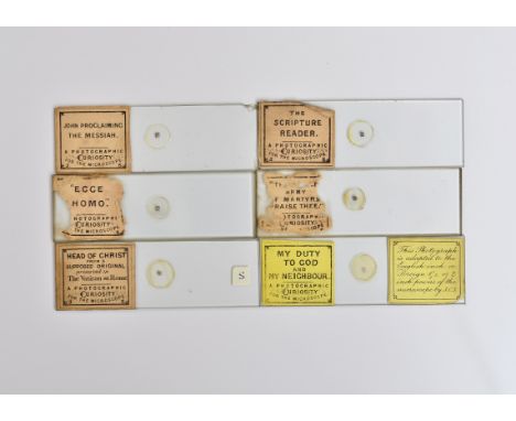 Mid-19th Century John Stovin Microphotograph Slides, My Duty to God, Head of Christ, Army of Martyrs, The Scripture Reader, E