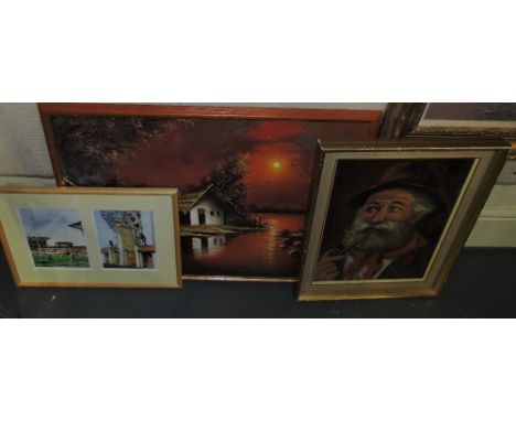 20th century Continental school, Bearded Gentleman with Pipe, oil on board, 38cm x 28cm; together with a Ukranian school pict