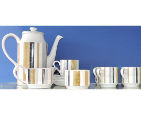 A Midwinter coffee service for six place settings, including coffee pot, sucriere, milk jug and a six cups and saucers.