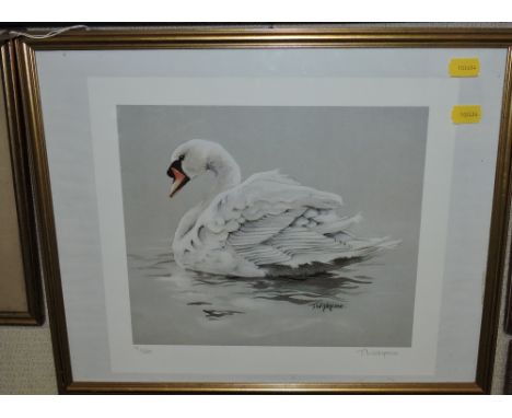T. Wildgoose, Swan, limited edition lithograph 9/500, 35cm x 40cm.