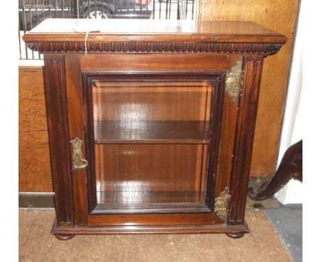 An Edwardian mahogany wall cabinet, rectangular with a glazed pane door enclosing a shelf, W. 58cm.