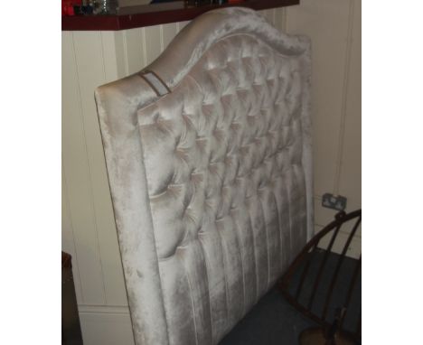 A white button upholstered headboard, H. 146cm