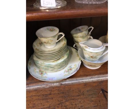 NORITAKE TEA WARE. CONDITION: MINOR WARE TO GILDING ON CUP + JUG  HANDLES ALSO SERVING PLATE HANDLES.  MINOR SURFACE WARE AND