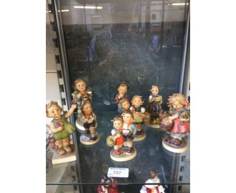 EIGHT HUMMEL FIGURES C CONDITION: ONLY 2 OF 8 FIGURES WITH NO DAMAGE. VARIOUS CHIPS TO HAIR, BASE ETC.