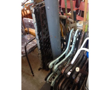 VARIOUS CAST IRON BENCH ENDS AND CAST IRON BENCH BACKS