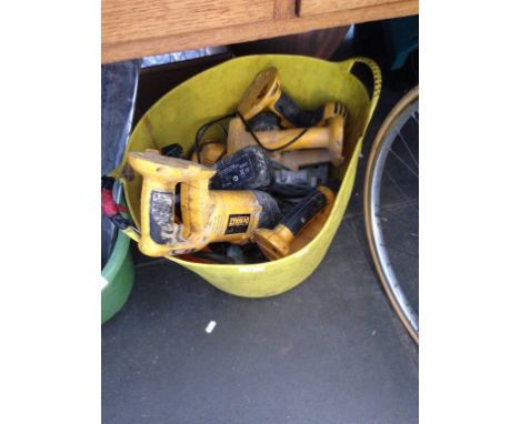 TUB OF BATTERY OPERATED POWER TOOLS